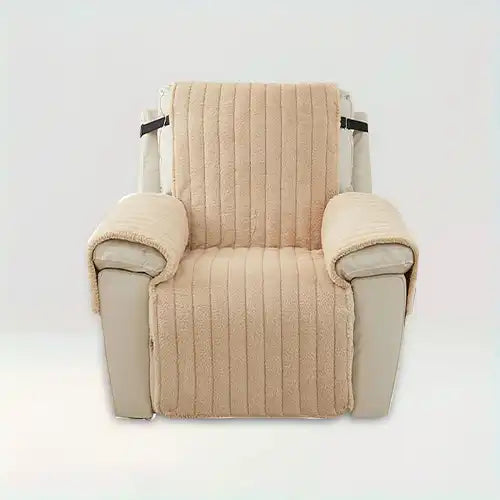 Protège fauteuil relax effet fourrure Rose de couleur beige sur fond beige