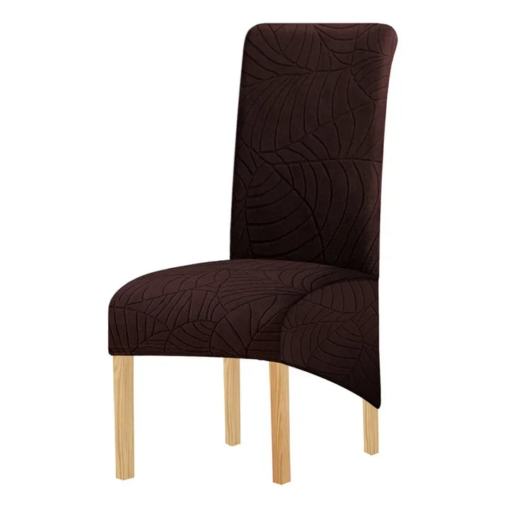 Housse de chaise XL en jacquard effet fleuri Melody de couleur marron