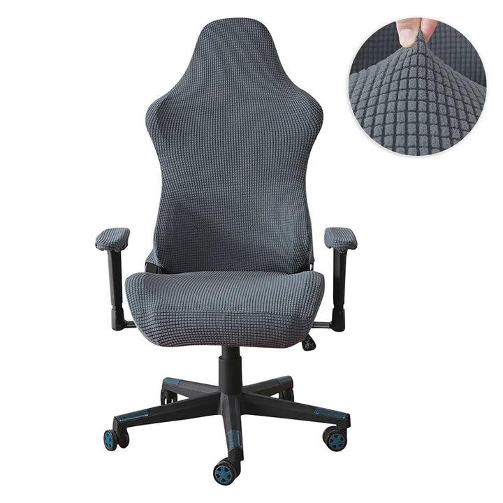 Housse de chaise de bureau en Jacquard bleu gris foncé