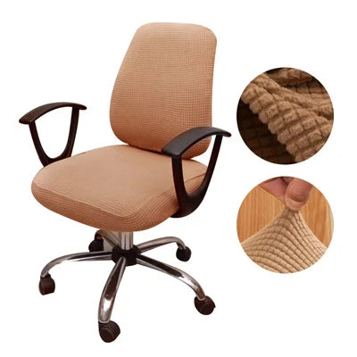 49674762355021Housse de chaise de bureau en jacquard Raquel de couleur beige