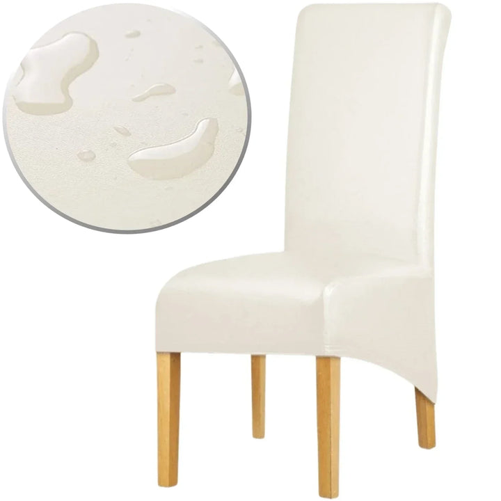 Housse de chaise XL effet cuir waterproof Alma de couleur ivoire
