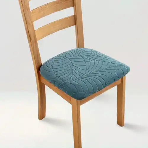 Housse de siège de chaise en jacquard effet floral imperméable Cristina de couleur bleu sur fond beige