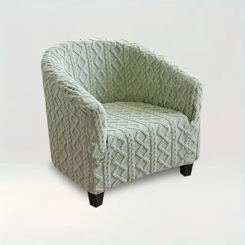 Housse de fauteuil cabriolet en tissu épais  Annabelle de couleur vert sur fond beige