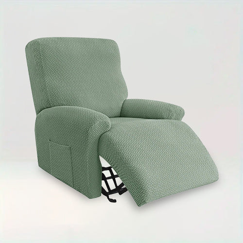 Housse de fauteuil inclinable en jacquard effet tressé - Kamelia de couleur vert clair sur fond beige 