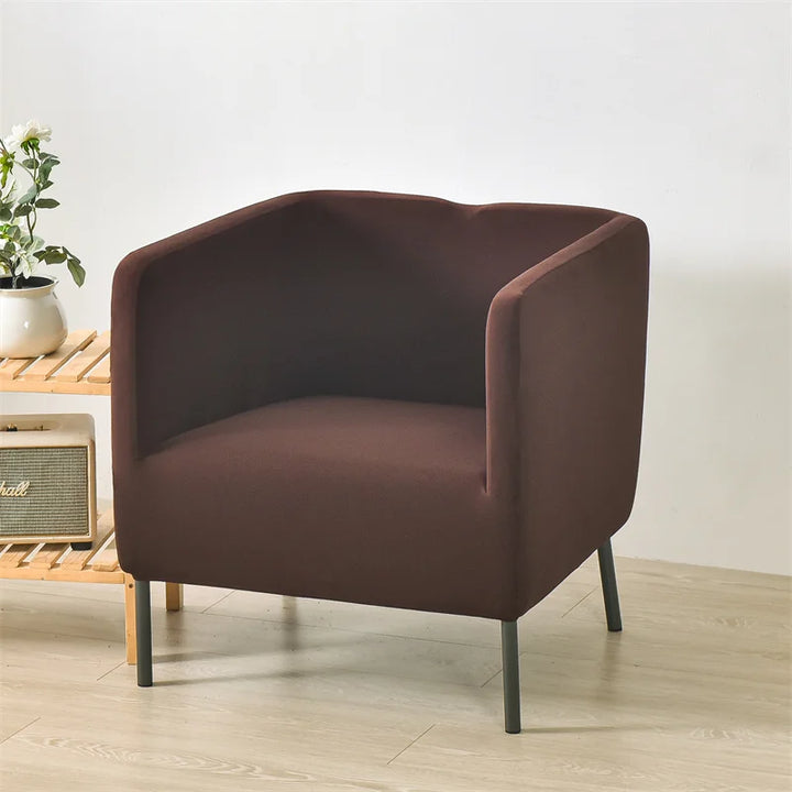 Housse de fauteuil carré en tissu Alix de couleur brun