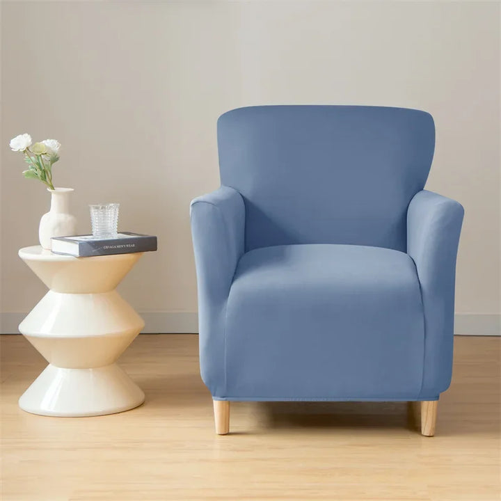 Housse de fauteuil club Carole couleur bleu clair décor