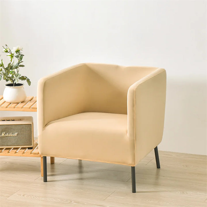 Housse de fauteuil carré en tissu Alix de couleur beige