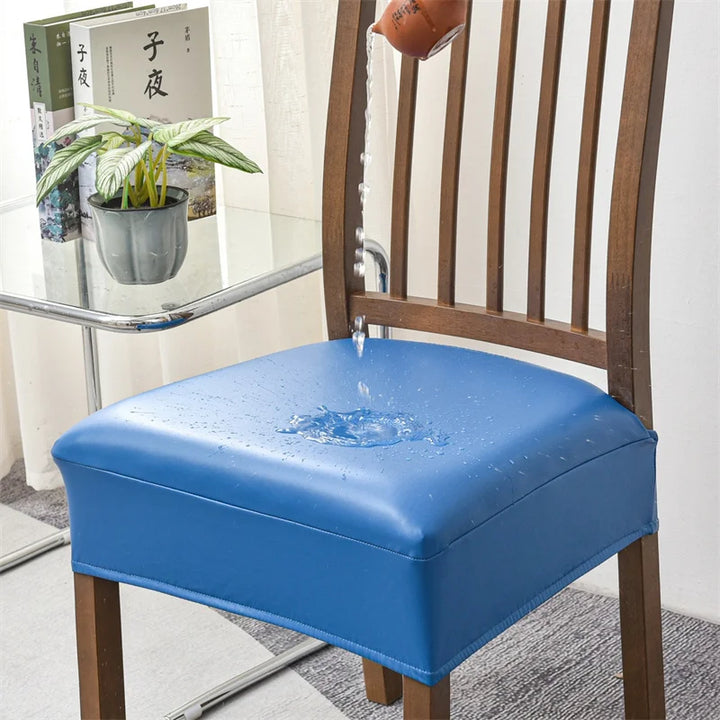 Housse de siège de chaise effet cuir imperméable Arielle de couleur bleu