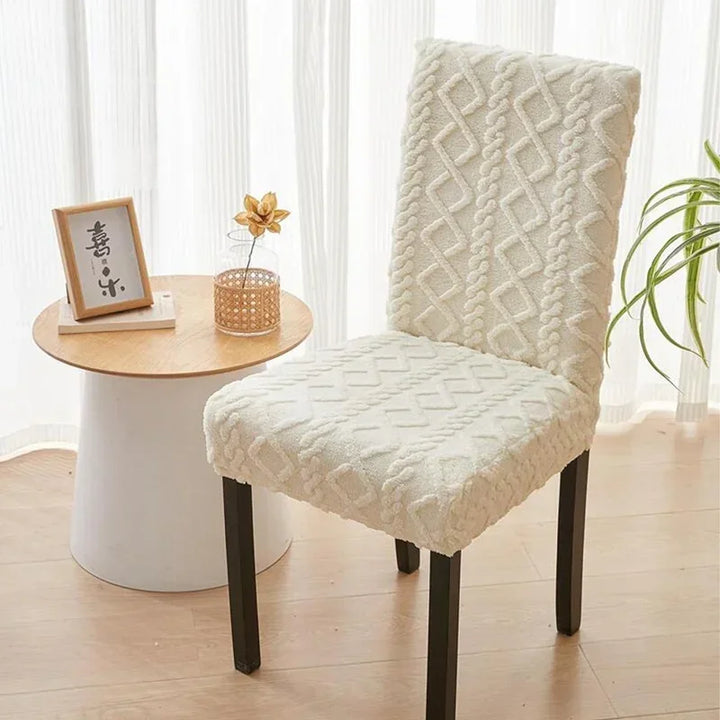 Housse de chaise en tissu épais Cassy de couleur beige