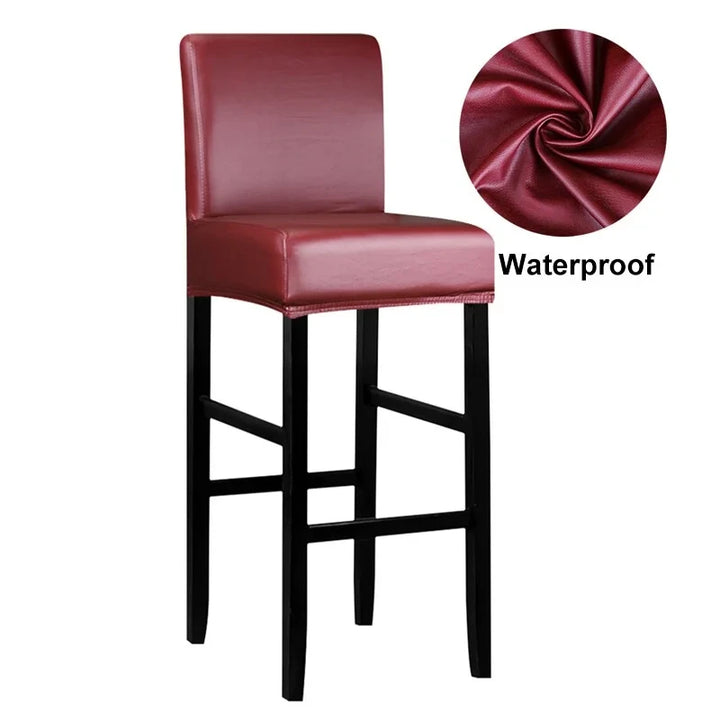 Housse de chaise de bar effet cuir Valentina de couleur bordeaux