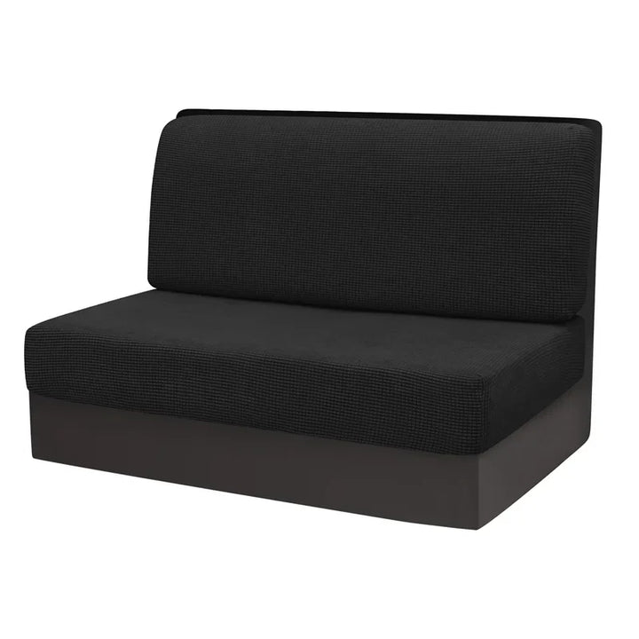 Housse de banquette en 2 parties en jacquard Rozalia de couleur noir