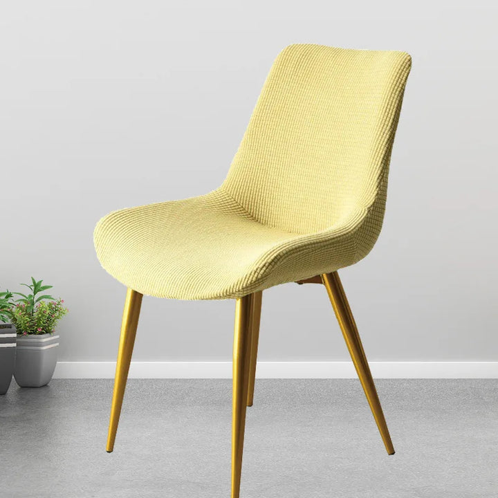 Housse de chaise ovale en jacquard Leony de couleur jaune