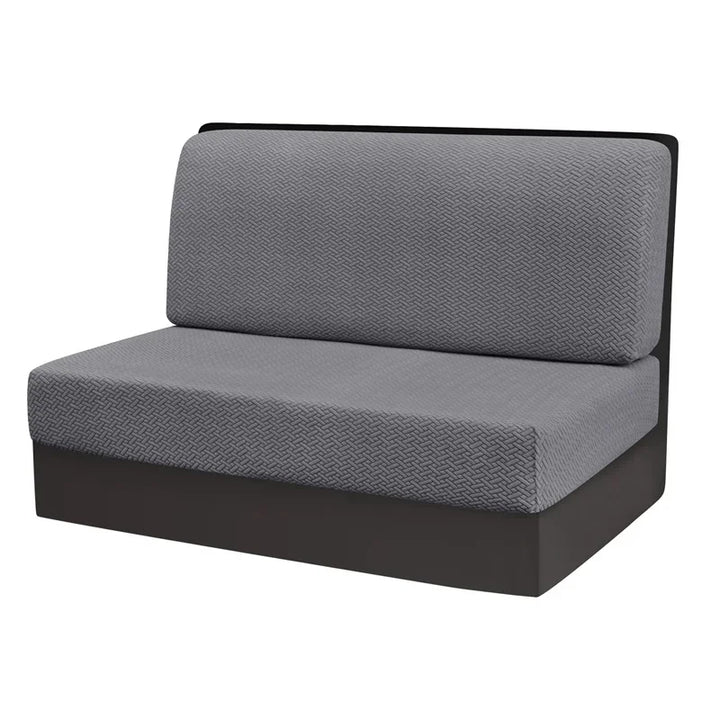 Housse de banquette en 2 parties en jacquard effet tressé Livia de couleur gris