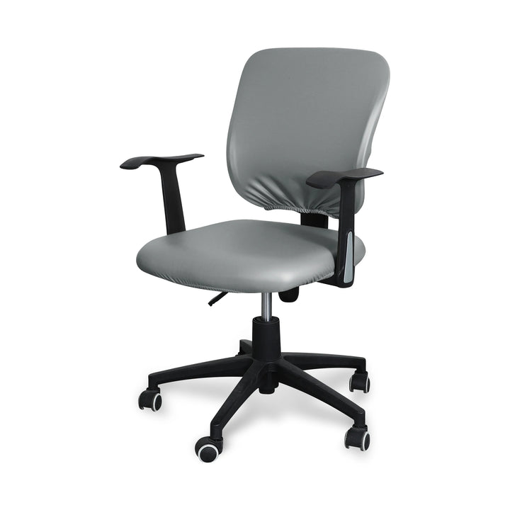 Housse de chaise de bureau effet cuir imperméable Lorena de couleur gris