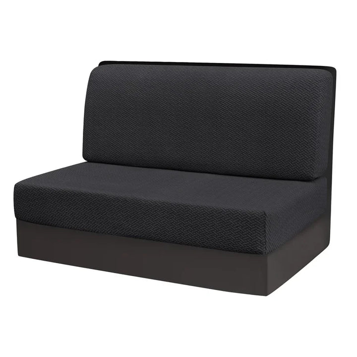 Housse de banquette en 2 parties en jacquard effet tressé Livia de couleur noir