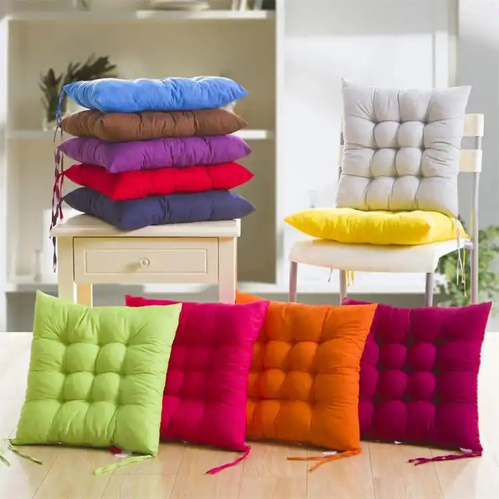 Coussin de chaise rembourré carré en coton Nour plusieurs couleurs