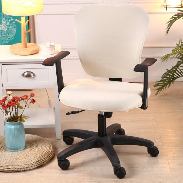 Housse de chaise de bureau en tissu Alya de couleur blanc