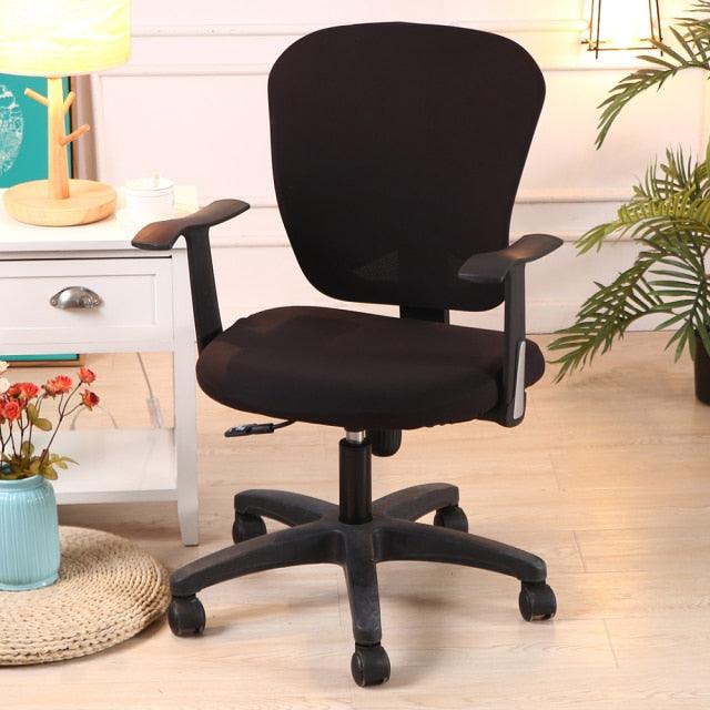 Housse de chaise de bureau en tissu Alya de couleur noir