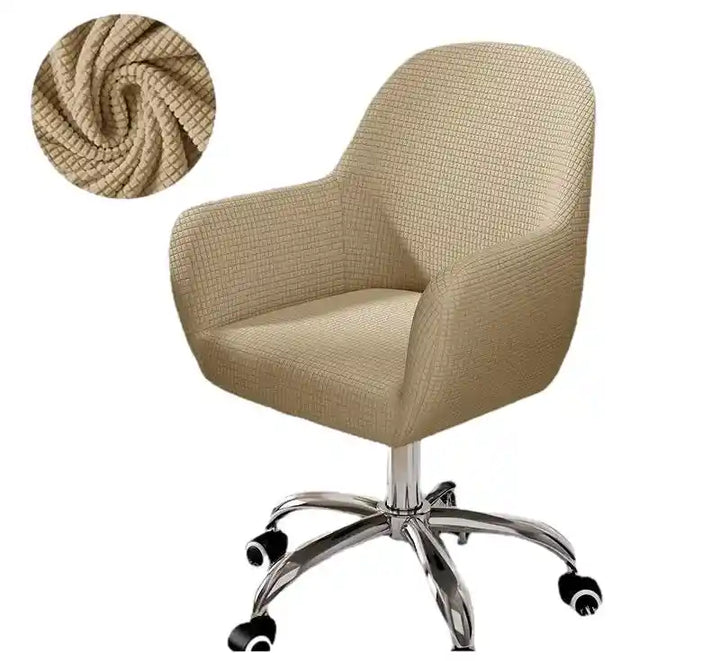 House de chaise de bureau arrondi en Jacquard Giulia de couleur beige