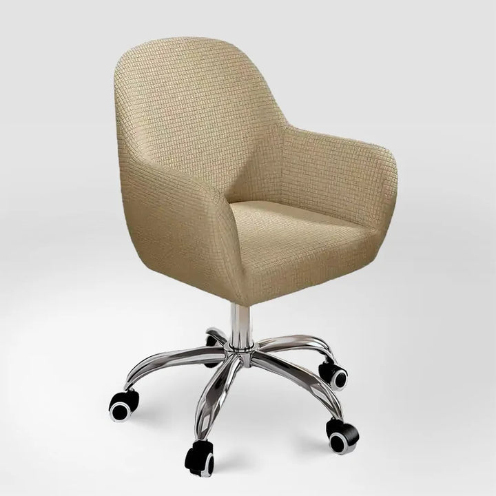 Housse de chaise de bureau arrondie en jacquard Giulia de couleur beige