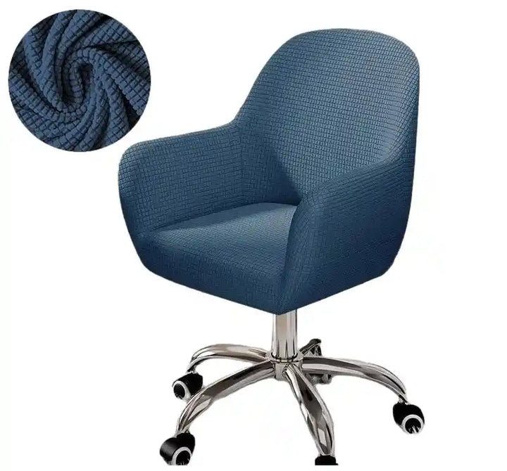 House de chaise de bureau arrondi en Jacquard Giulia de couleur bleu marine