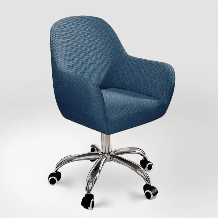 Housse de chaise de bureau arrondie en jacquard Giulia de couleur bleu marine