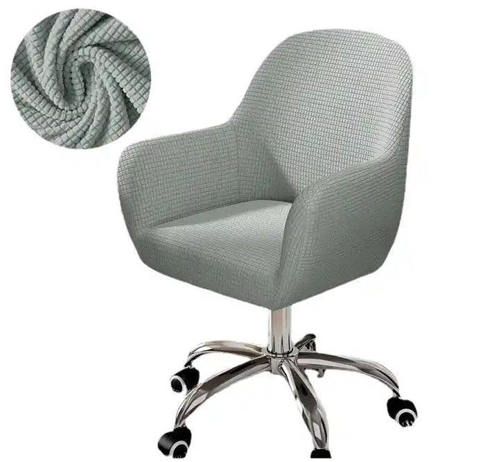 House de chaise de bureau arrondi en Jacquard Giulia de couleur gris clair