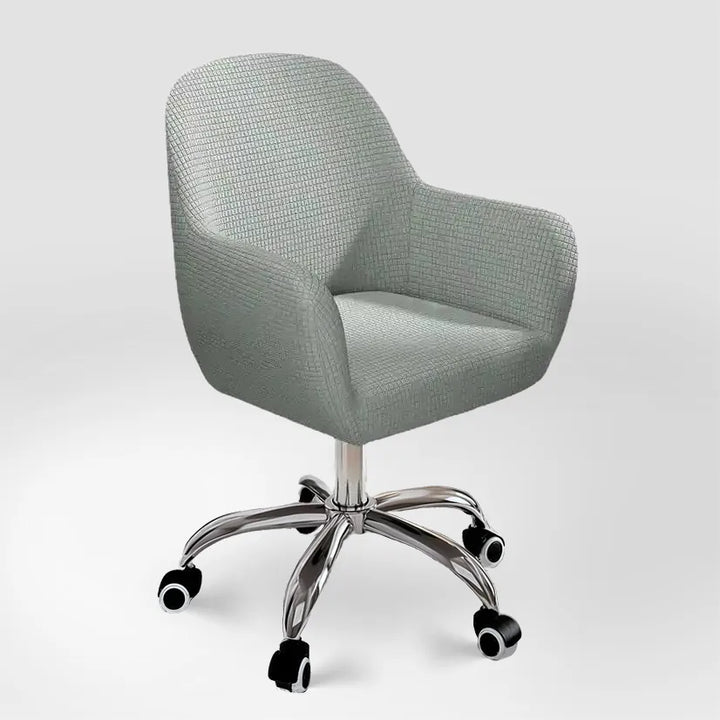 Housse de chaise de bureau arrondie en jacquard Giulia de couleur gris clair
