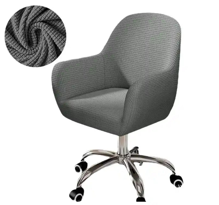 House de chaise de bureau arrondi en Jacquard Giulia de couleur gris clair