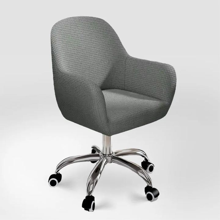 Housse de chaise de bureau arrondie en jacquard Giulia de couleur gris foncé