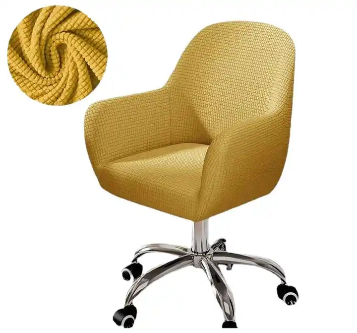 House de chaise de bureau arrondi en Jacquard Giulia de couleur jaune