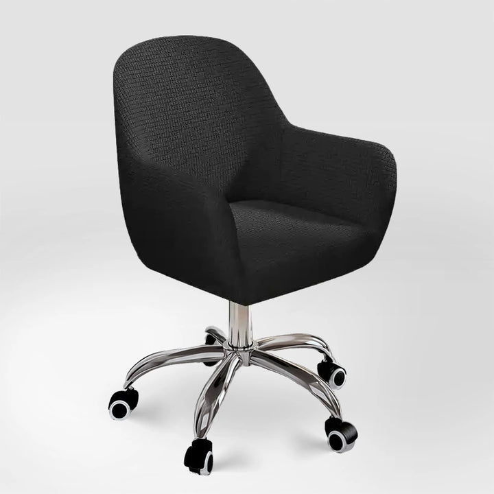 Housse de chaise de bureau arrondie en jacquard Giulia de couleur noir