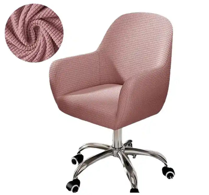 House de chaise de bureau arrondi en Jacquard Giulia de couleur rose