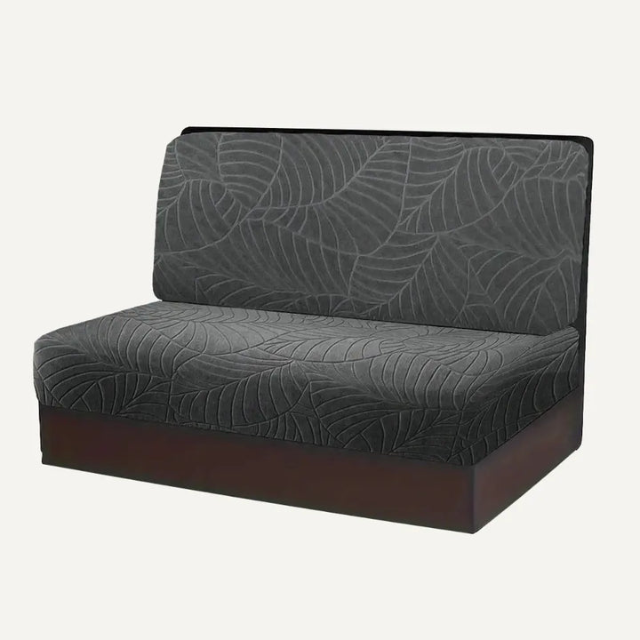 Housse de banquette en 2 parties en jacquard effet floral imperméable Noelia de couleur gris foncé