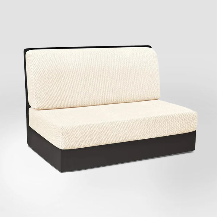Housse de banquette en 2 parties en jacquard effet tressé Lidia de couleur crème