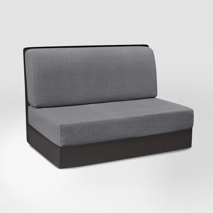 Housse de banquette en 2 parties en jacquard effet tressé Lidia de couleur gris