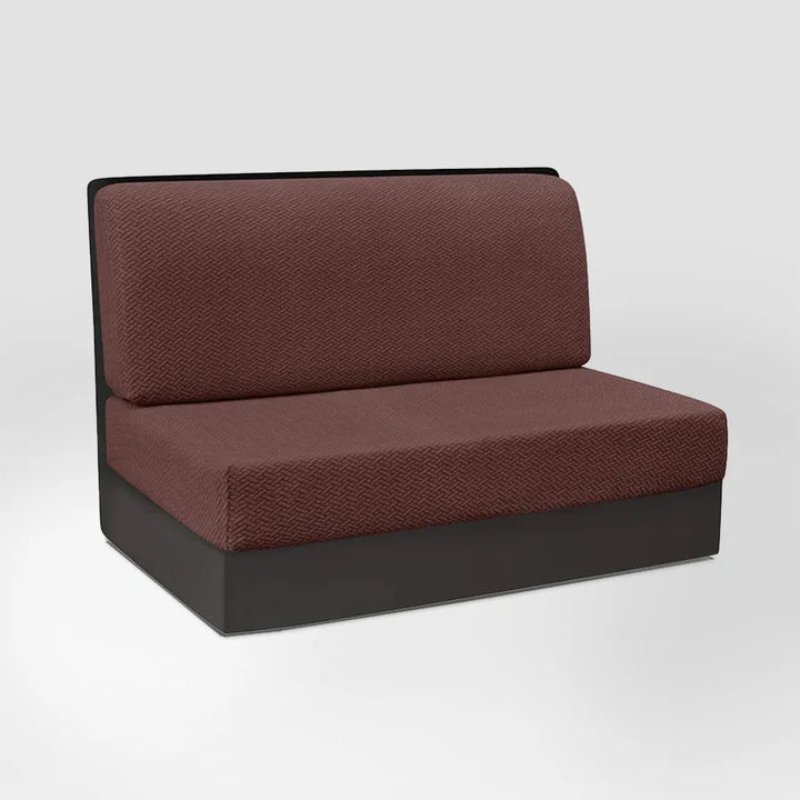 Housse de banquette en 2 parties en jacquard effet tressé Lidia de couleur marron
