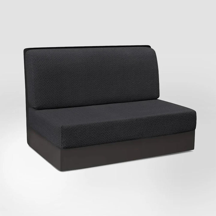 Housse de banquette en 2 parties en jacquard effet tressé Lidia de couleur noir