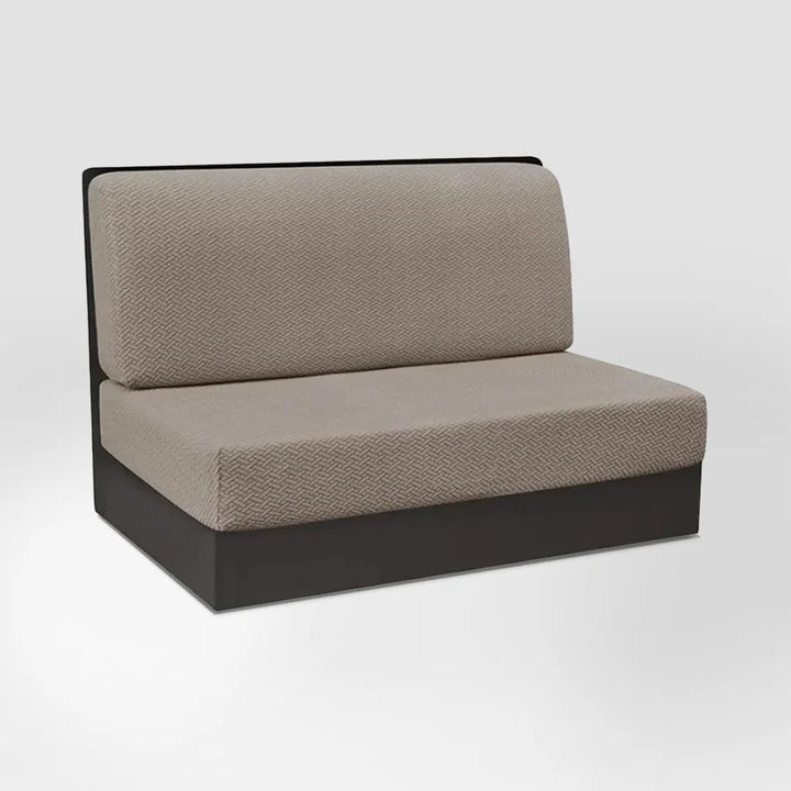 Housse de banquette en 2 parties en jacquard effet tressé Lidia de couleur taupe