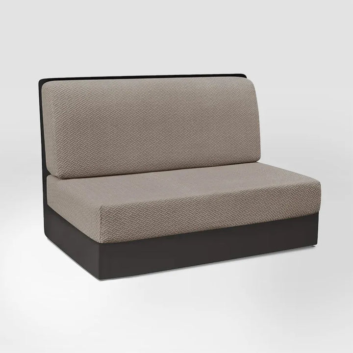 Housse de banquette en 2 parties en jacquard effet tressé Lidia de couleur taupe