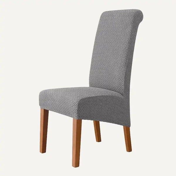 Housse de chaise XL en jacquard effet tressé Melda de couleur grise clair