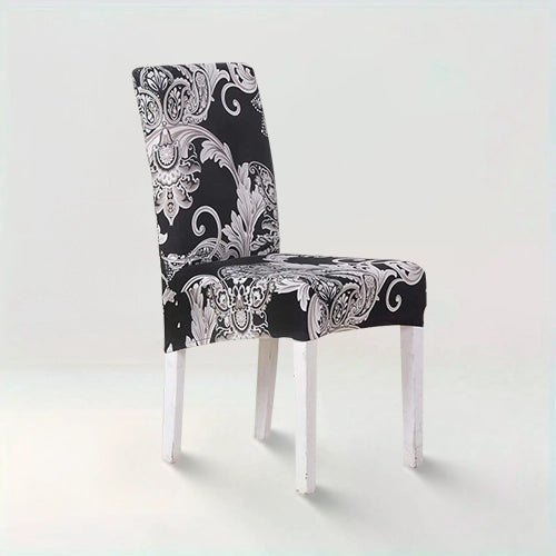 Housse de chaise à motif Manon de motif noir impérial sur fond beige