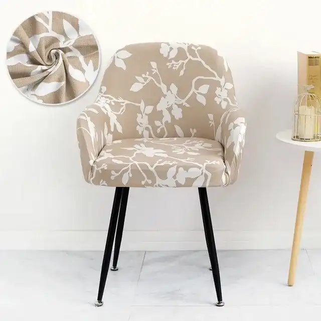 Housse de chaise avec accoudoirs à motifs Chloé motifs fleurs beiges