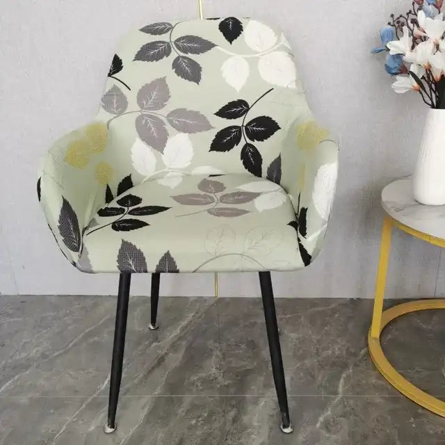 Housse de chaise avec accoudoirs à motifs Chloé motifs fleurs vertes