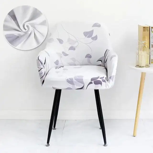 Housse de chaise avec accoudoirs à motifs Chloé motifs nuance de blanc