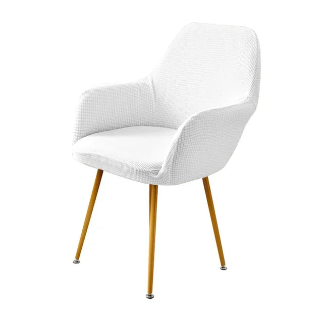 Housse de chaise avec accoudoirs en jacquard Emma de couleurs blanc