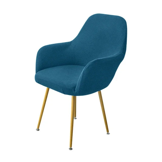 Housse de chaise avec accoudoirs en jacquard Emma de couleurs bleu turquoise