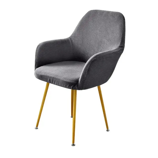 Housse de chaise avec accoudoirs en jacquard Emma de couleur gris foncé