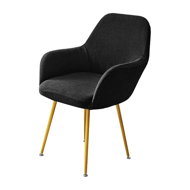 Housse de chaise avec accoudoirs en jacquard Emma de couleurs noir