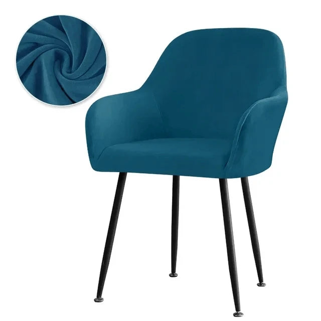 Housse de chaise avec accoudoirs en velours Carla bleu turquoise